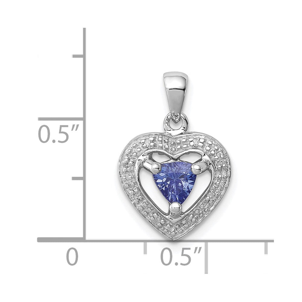 Sterlingsilber Rhodiniert Tansanit & Diamant Anhänger