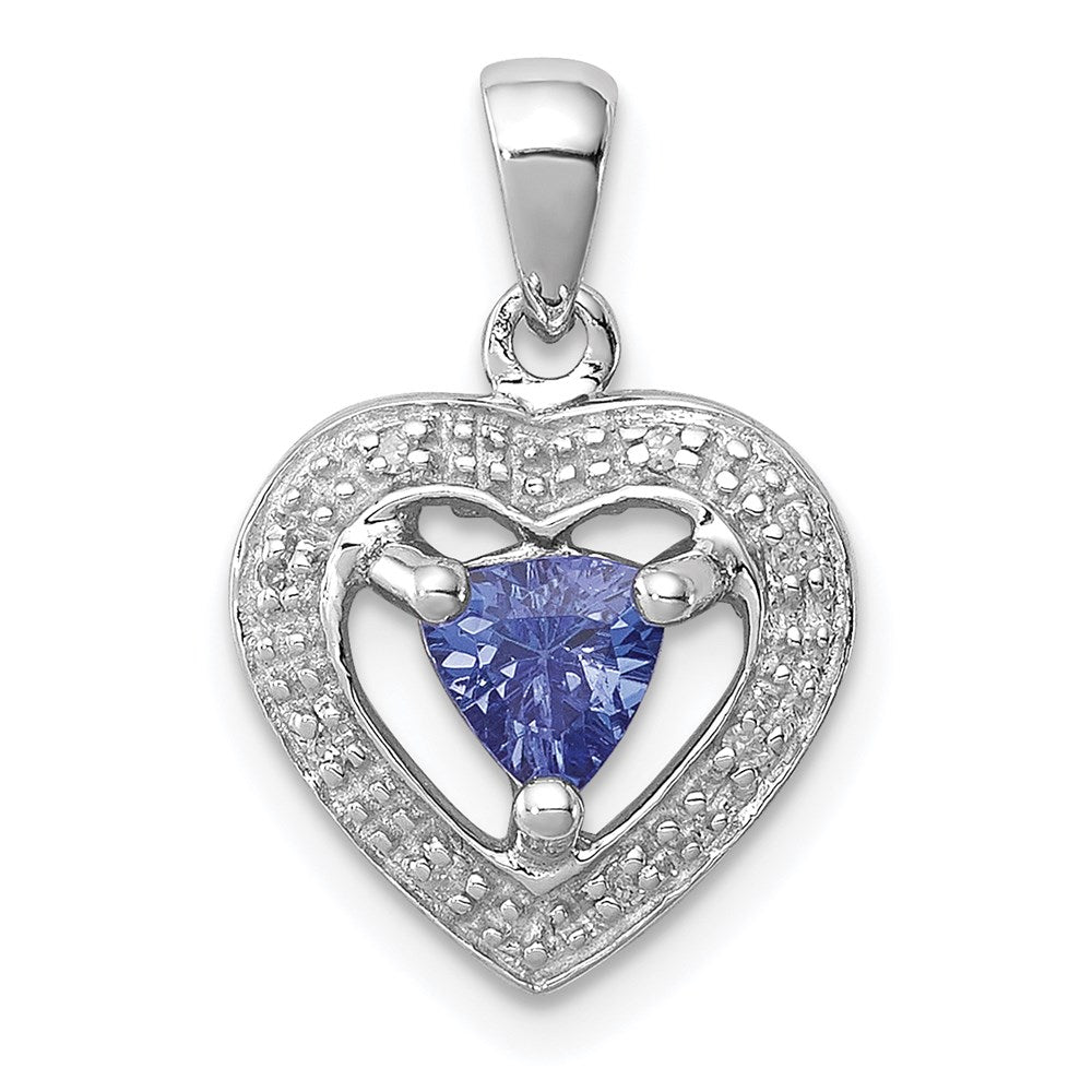 Sterlingsilber Rhodiniert Tansanit & Diamant Anhänger