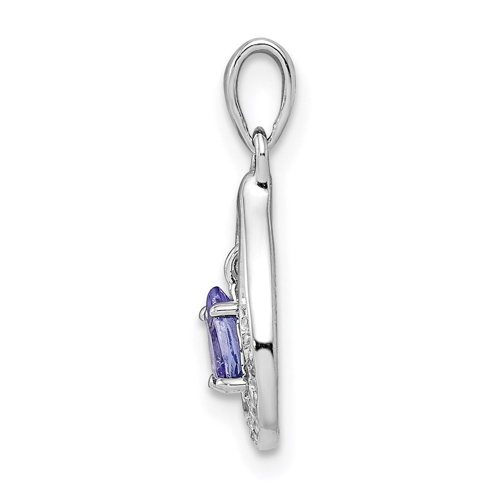 Sterlingsilber Rhodiniert Tansanit & Diamant Anhänger