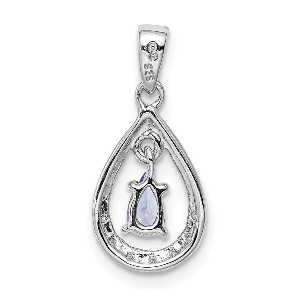 Sterlingsilber Rhodiniert Tansanit & Diamant Anhänger