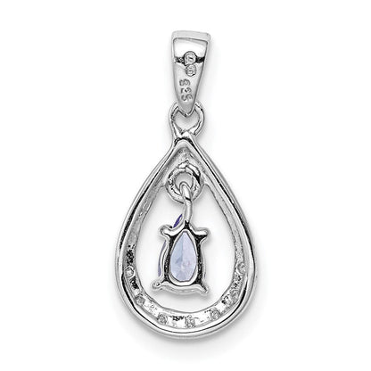 Sterlingsilber Rhodiniert Tansanit & Diamant Anhänger