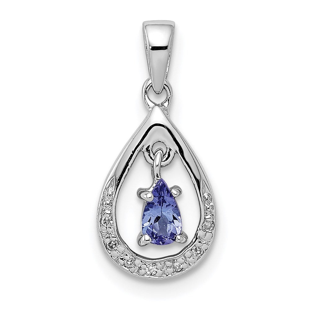 Sterlingsilber Rhodiniert Tansanit & Diamant Anhänger