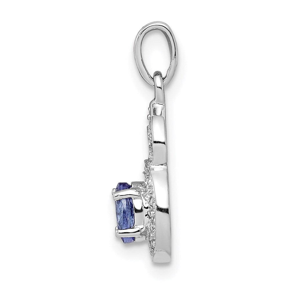 Sterlingsilber Rhodiniert Tansanit & Diamant Anhänger