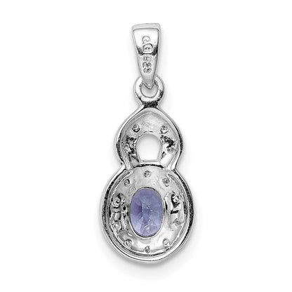 Sterlingsilber Rhodiniert Tansanit & Diamant Anhänger