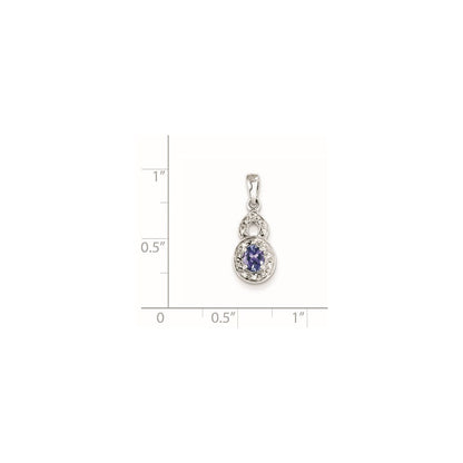Sterlingsilber Rhodiniert Tansanit & Diamant Anhänger
