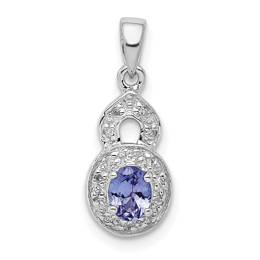 Sterlingsilber Rhodiniert Tansanit & Diamant Anhänger