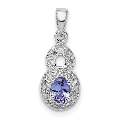 Sterlingsilber Rhodiniert Tansanit & Diamant Anhänger