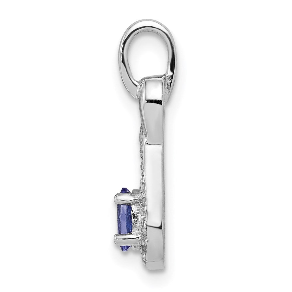 Sterlingsilber Rhodiniert Tansanit & Diamant Anhänger