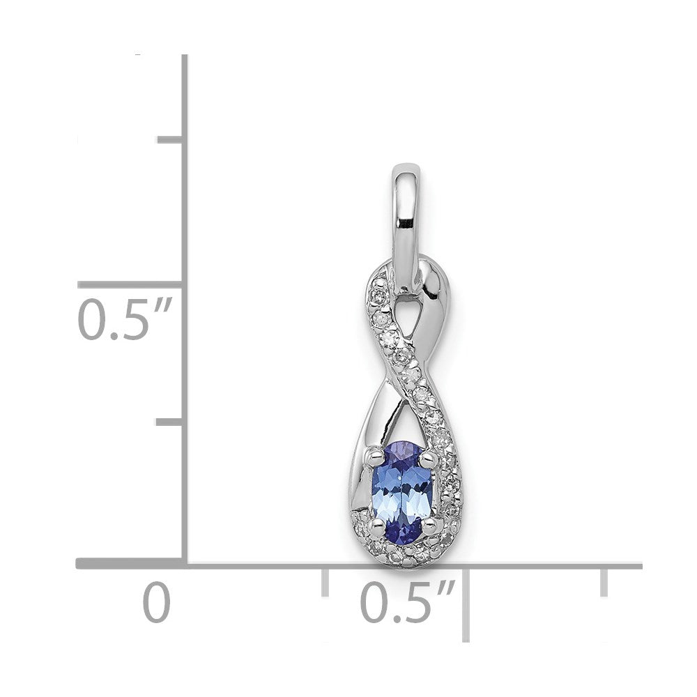 Sterlingsilber Rhodiniert Tansanit & Diamant Anhänger