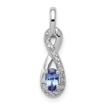 Sterlingsilber Rhodiniert Tansanit & Diamant Anhänger