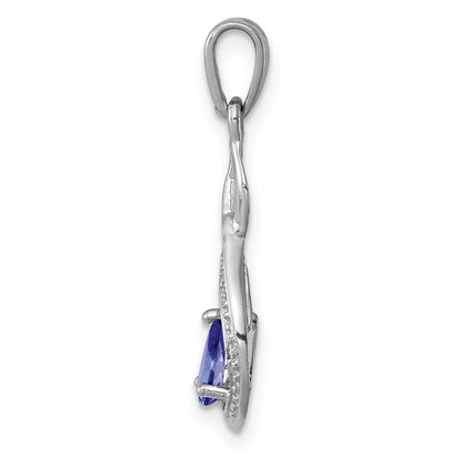 Sterlingsilber Rhodiniert Tansanit & Diamant Anhänger