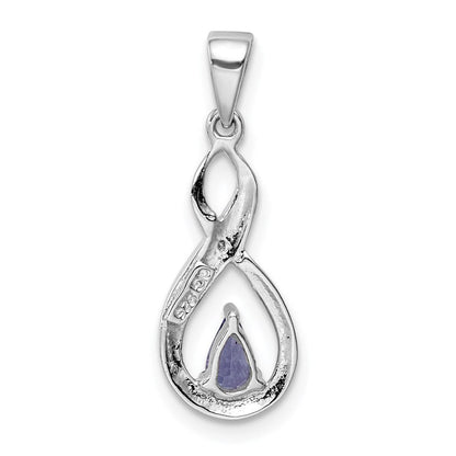 Sterlingsilber Rhodiniert Tansanit & Diamant Anhänger