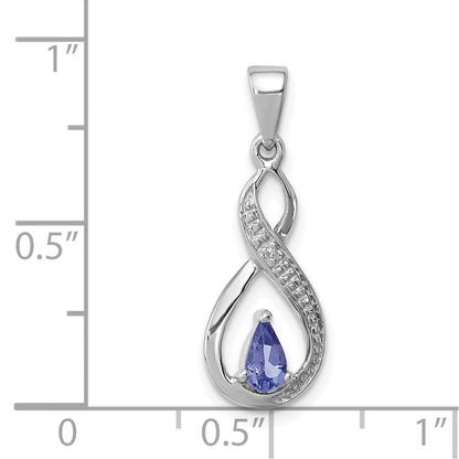 Sterlingsilber Rhodiniert Tansanit & Diamant Anhänger