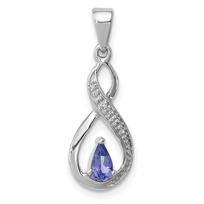 Sterlingsilber Rhodiniert Tansanit & Diamant Anhänger