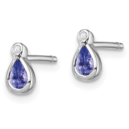 Sterlingsilber Rhodiniert Tansanit & Diamant Ohrringe