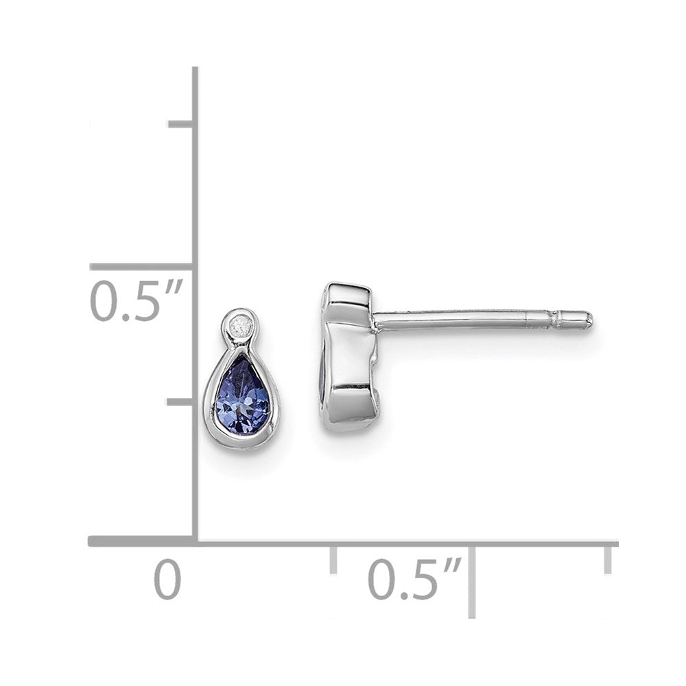 Sterlingsilber Rhodiniert Tansanit & Diamant Ohrringe