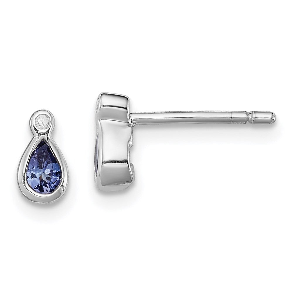Sterlingsilber Rhodiniert Tansanit & Diamant Ohrringe
