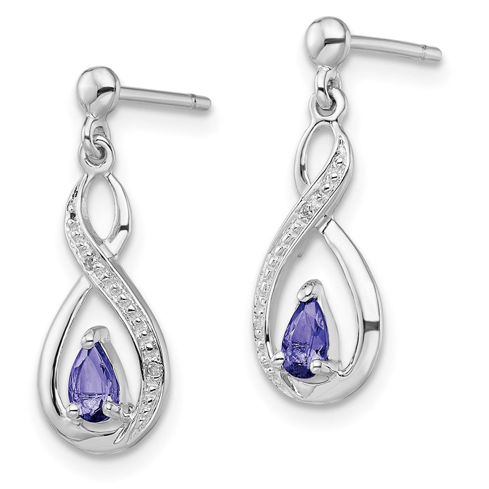 Sterlingsilber Rhodiniert Tansanit & Diamant Ohrringe