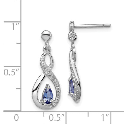 Sterlingsilber Rhodiniert Tansanit & Diamant Ohrringe