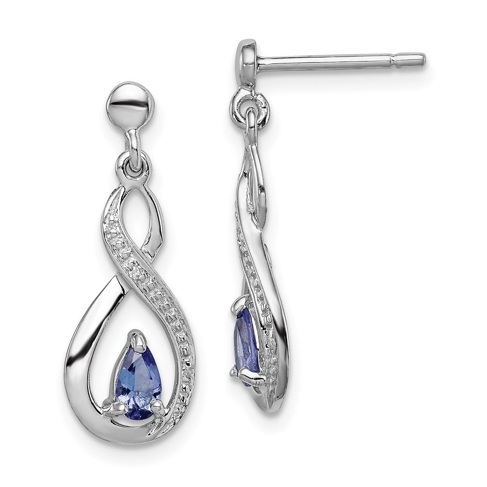 Sterlingsilber Rhodiniert Tansanit & Diamant Ohrringe