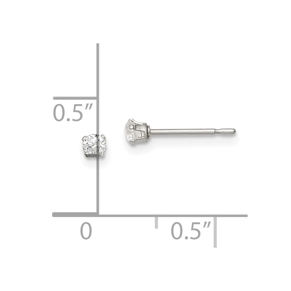 Sterlingsilber Poliert Kinder 2.5mm Rund Snap Set Zirkonia Ohrstecker