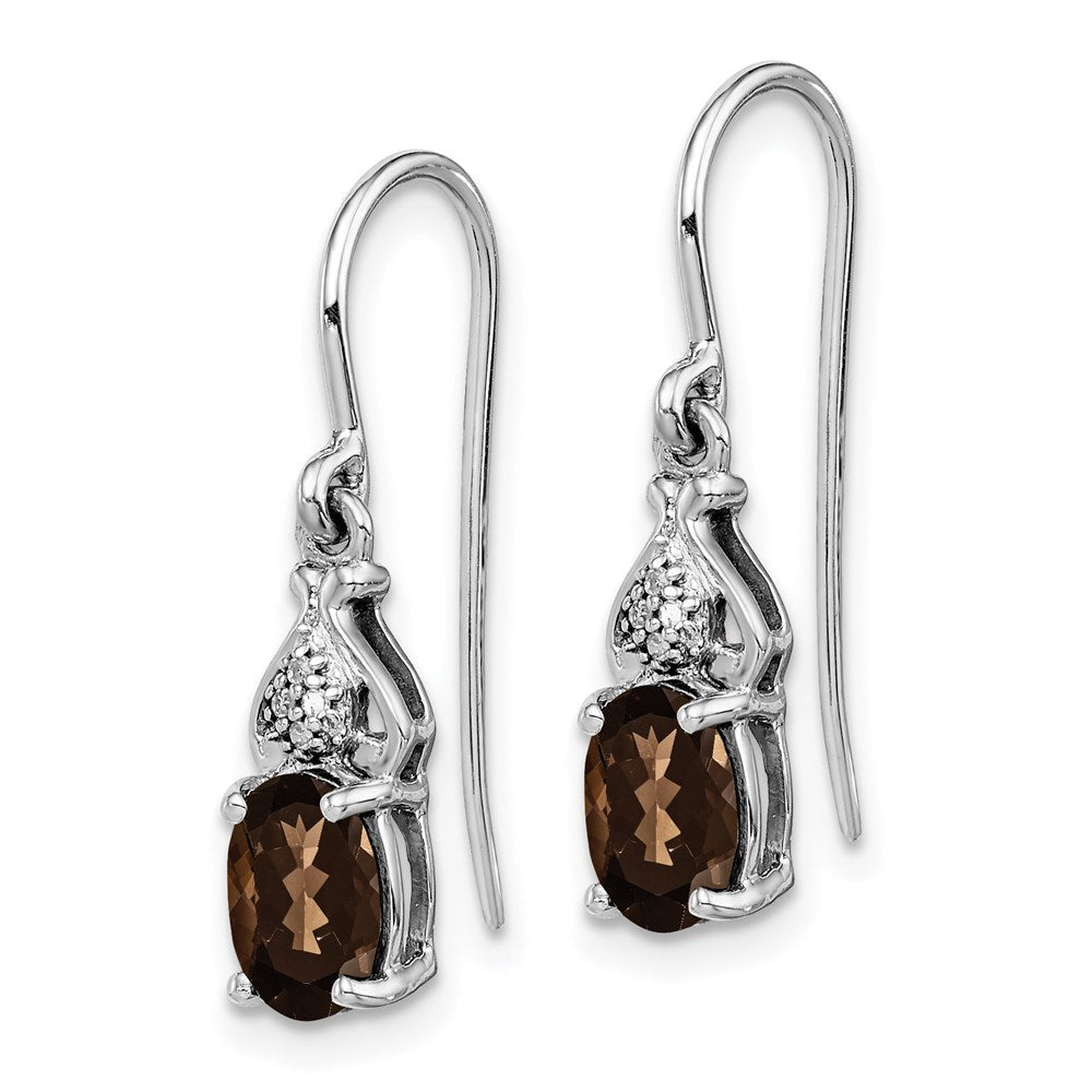 Sterlingsilber Rhodiniert Diamant und Rauch Quarz Ohrringe
