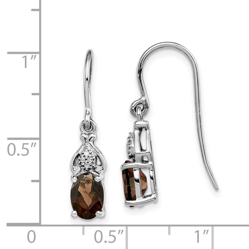 Sterlingsilber Rhodiniert Diamant und Rauch Quarz Ohrringe
