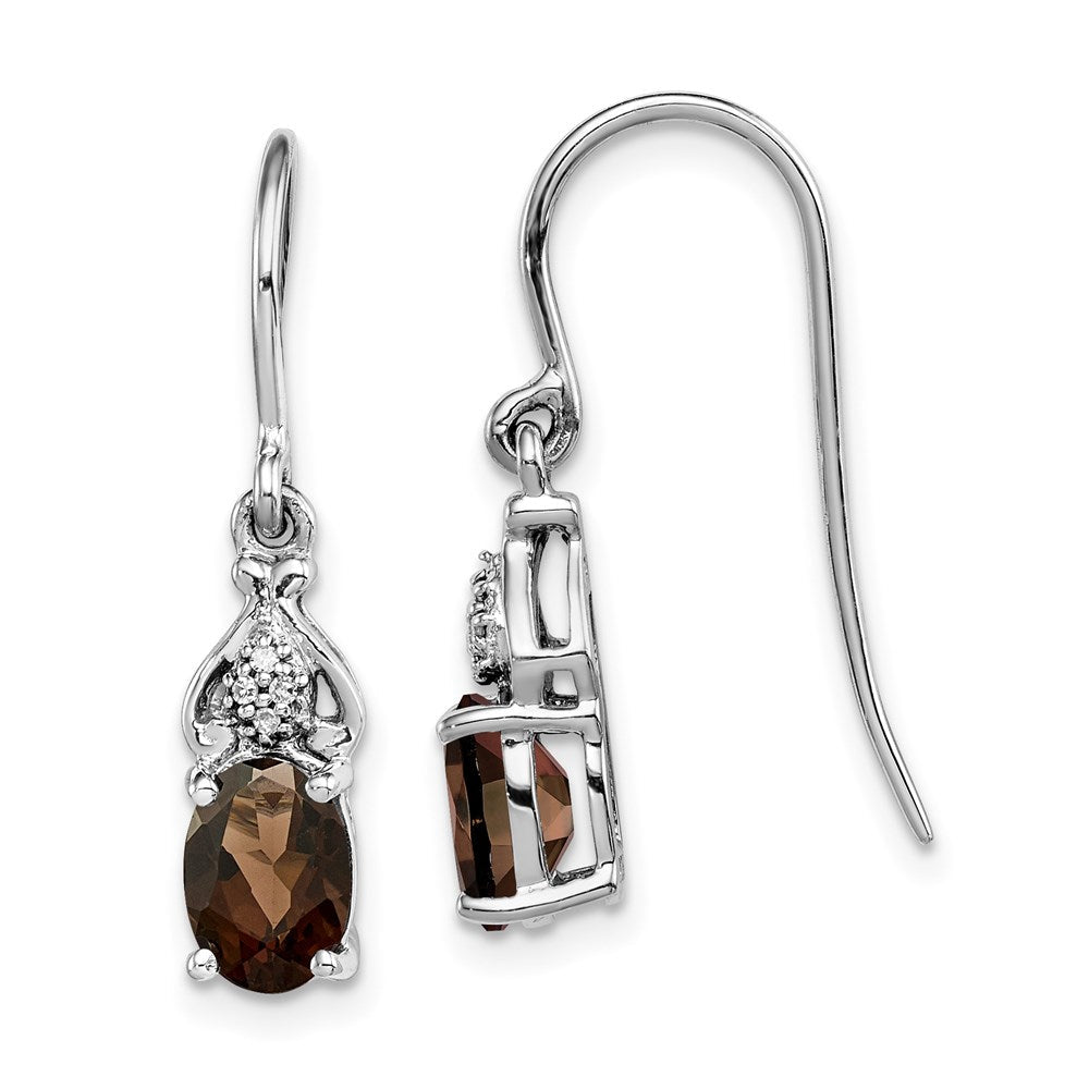 Sterlingsilber Rhodiniert Diamant und Rauch Quarz Ohrringe