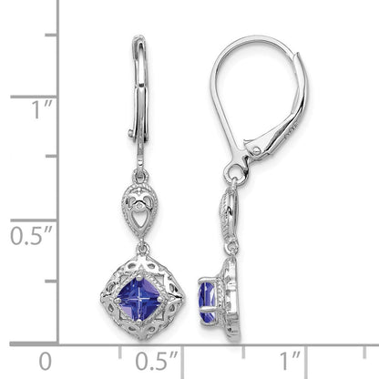 Sterlingsilber Rhodiniert Tansanit Lever Rückseite Ohrringe
