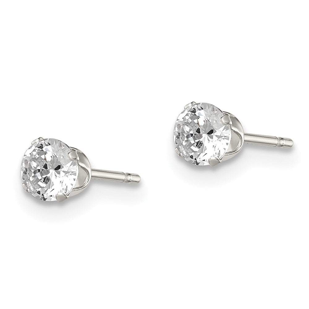 Sterlingsilber 4mm Rund Snap Set Zirkonia Ohrstecker