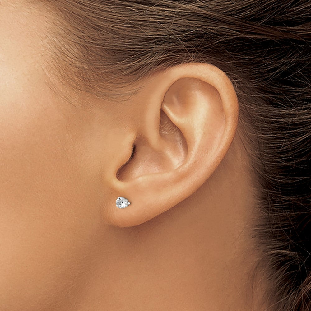 Sterlingsilber 4mm Rund Snap Set Zirkonia Ohrstecker