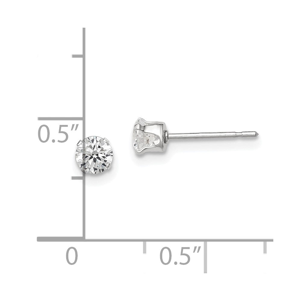 Sterlingsilber 4mm Rund Snap Set Zirkonia Ohrstecker