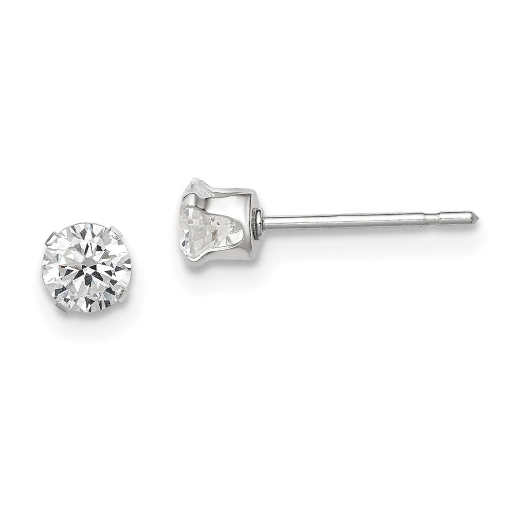 Sterlingsilber 4mm Rund Snap Set Zirkonia Ohrstecker