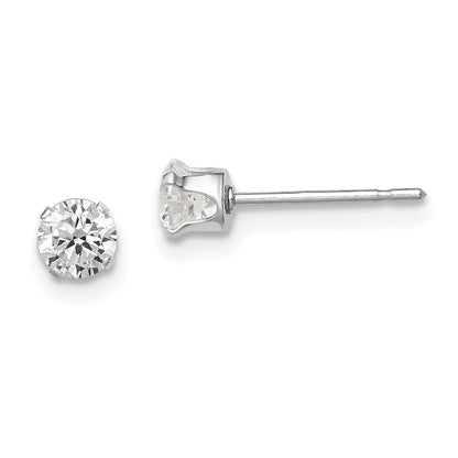 Sterlingsilber 4mm Rund Snap Set Zirkonia Ohrstecker