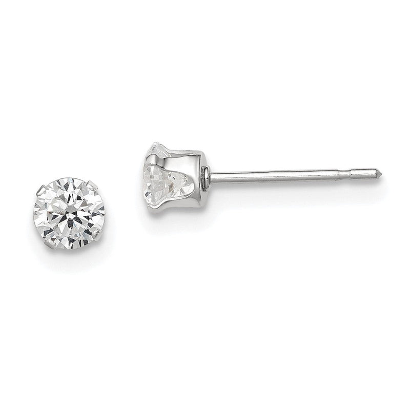 Sterlingsilber 4mm Rund Snap Set Zirkonia Ohrstecker