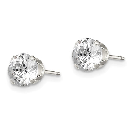 Sterlingsilber 5mm Rund Snap Set Zirkonia Ohrstecker
