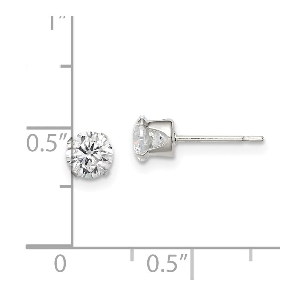 Sterlingsilber 5mm Rund Snap Set Zirkonia Ohrstecker