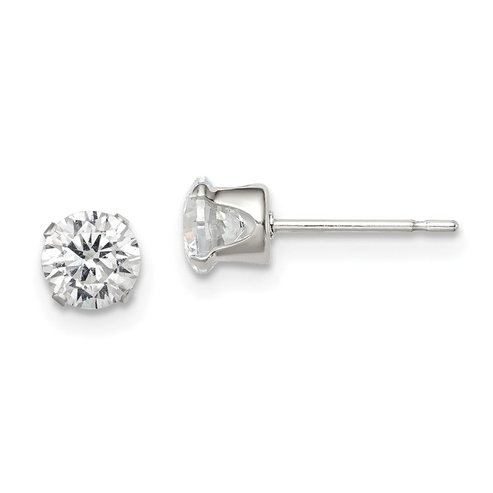 Sterlingsilber 5mm Rund Snap Set Zirkonia Ohrstecker
