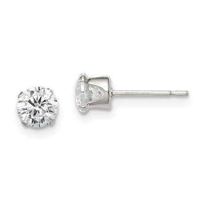 Sterlingsilber 5mm Rund Snap Set Zirkonia Ohrstecker