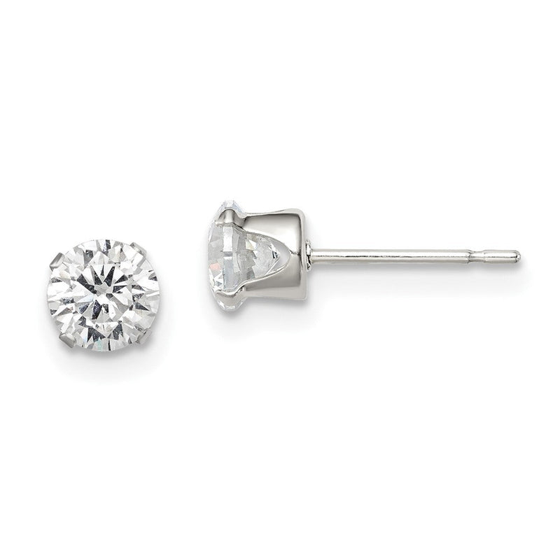 Sterlingsilber 5mm Rund Snap Set Zirkonia Ohrstecker
