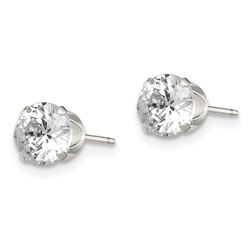 Sterlingsilber 6mm Rund Snap Set Zirkonia Ohrstecker