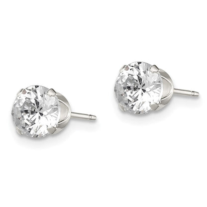 Sterlingsilber 6mm Rund Snap Set Zirkonia Ohrstecker