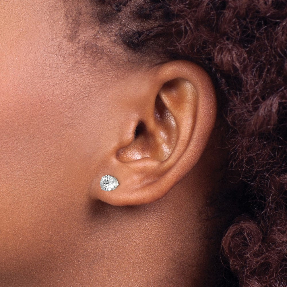 Sterlingsilber 6mm Rund Snap Set Zirkonia Ohrstecker