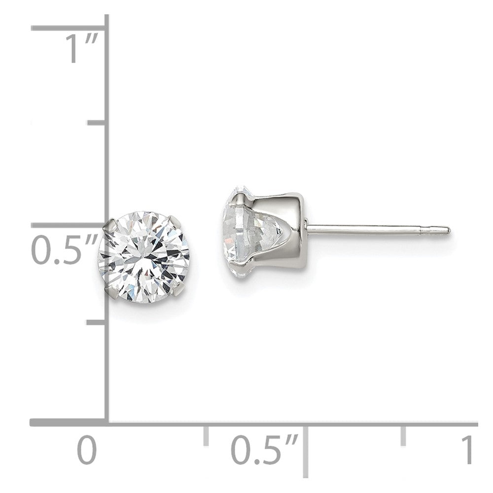 Sterlingsilber 6mm Rund Snap Set Zirkonia Ohrstecker