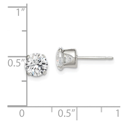 Sterlingsilber 6mm Rund Snap Set Zirkonia Ohrstecker