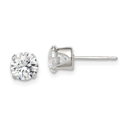 Sterlingsilber 6mm Rund Snap Set Zirkonia Ohrstecker