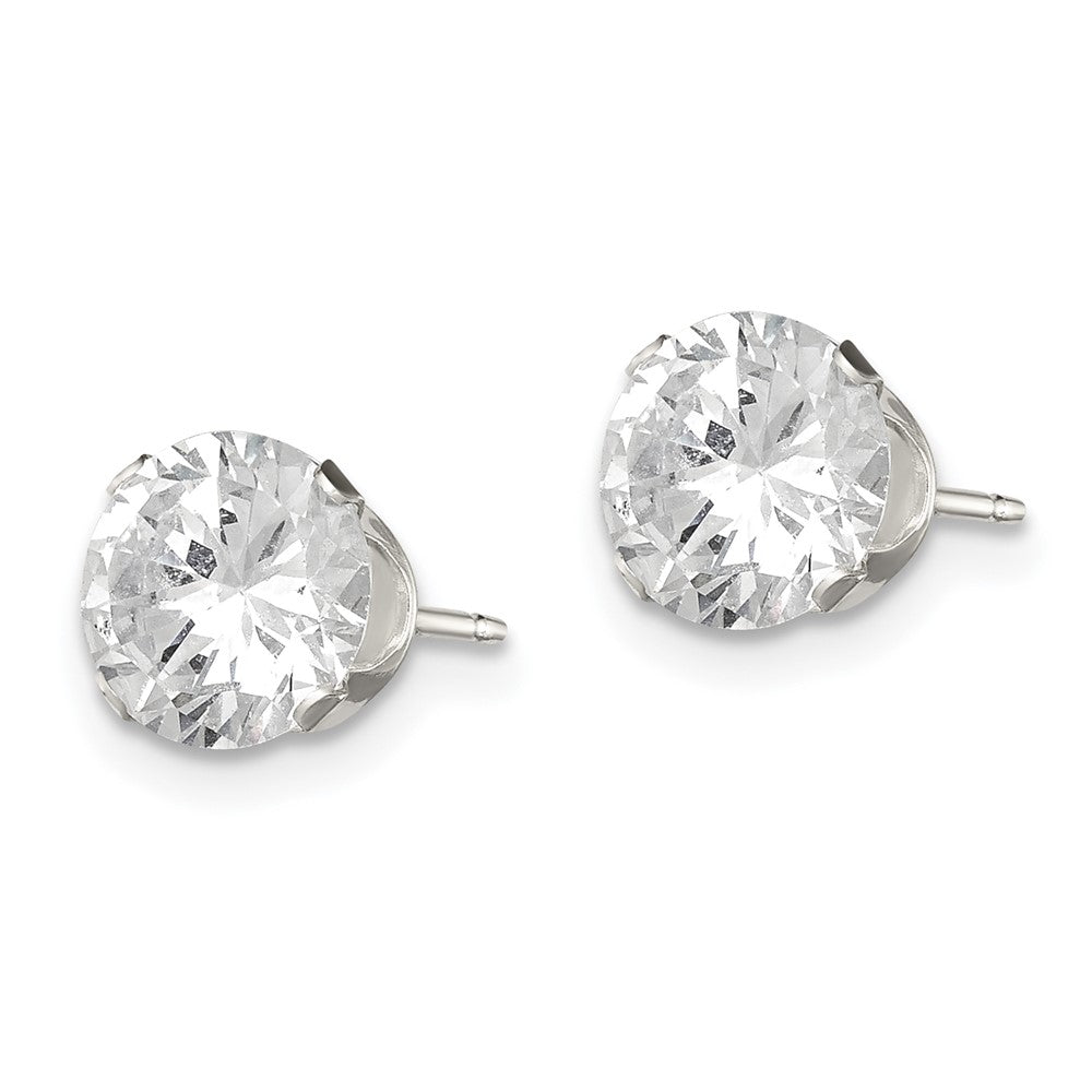Sterlingsilber 7mm Rund Snap Set Zirkonia Ohrstecker