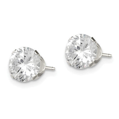 Sterlingsilber 7mm Rund Snap Set Zirkonia Ohrstecker