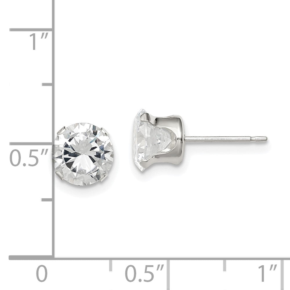 Sterlingsilber 7mm Rund Snap Set Zirkonia Ohrstecker