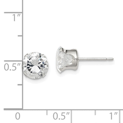 Sterlingsilber 7mm Rund Snap Set Zirkonia Ohrstecker